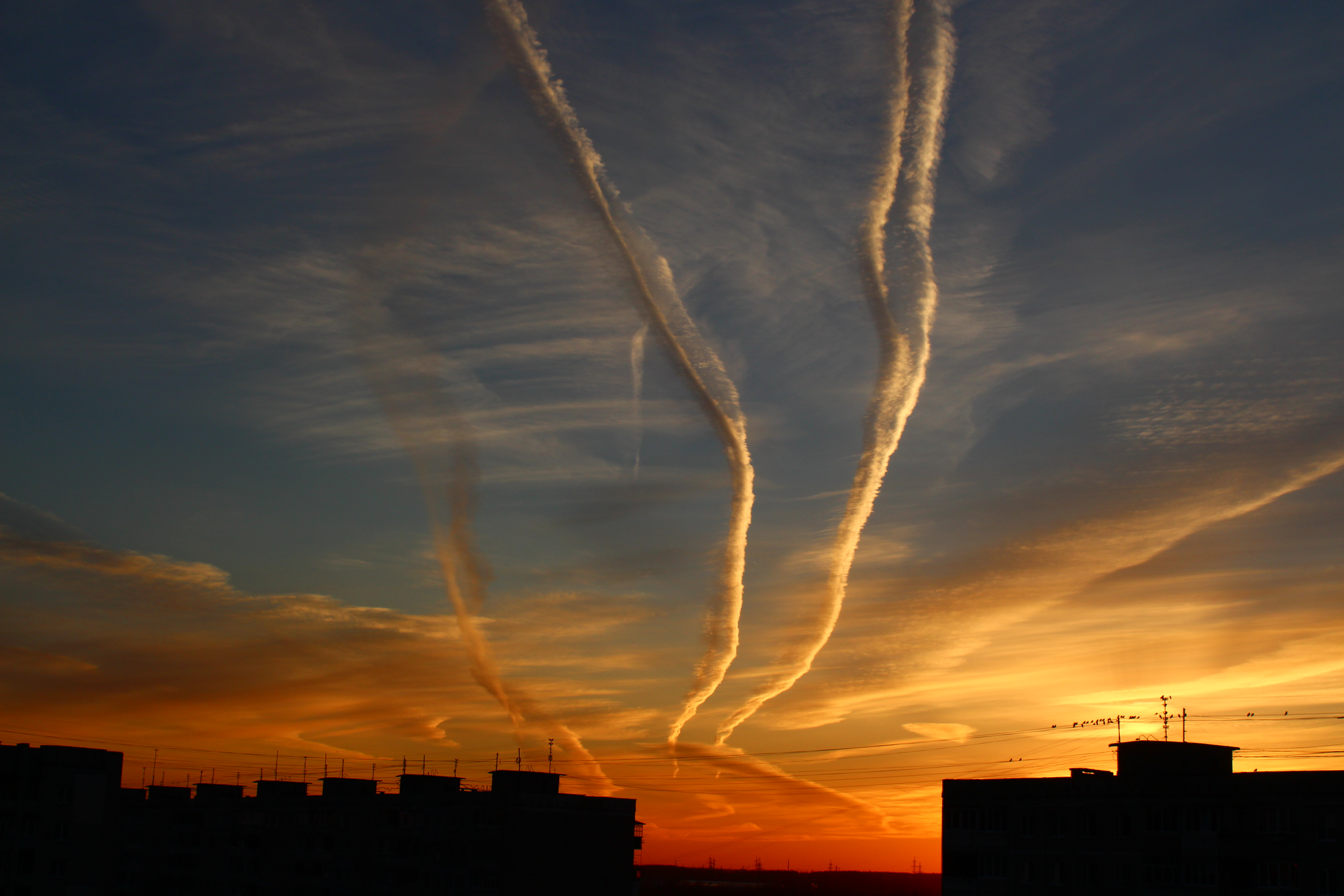 Sunset Lightning Trails